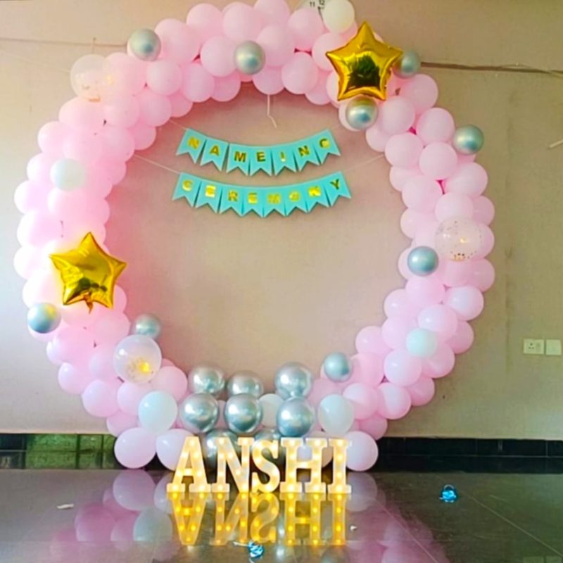 Lively Lights & Balloons Naming Ceremony Ring Balloon Decoration